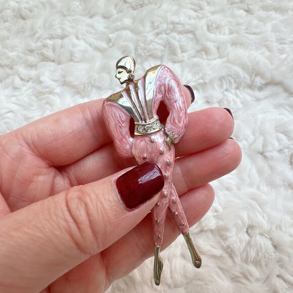 Vintage Art Deco Lady Pink Brooch - Picture 4 of 7